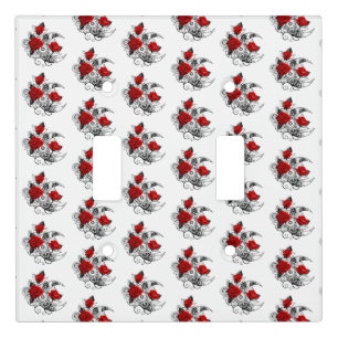 Mechanical Crescent with Red Roses Light Switch Cover