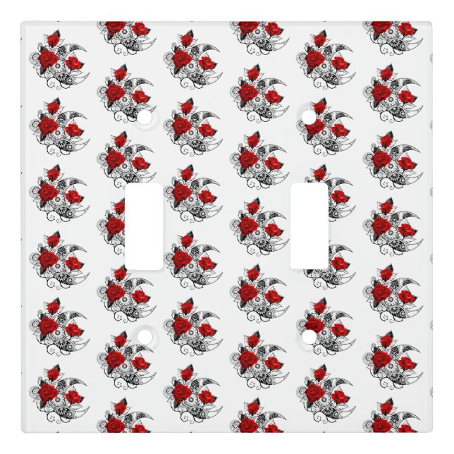Mechanical Crescent with Red Roses Light Switch Cover (Front)