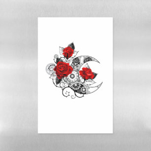 Mechanical Crescent with Red Roses Magnetic Dry Erase Sheet