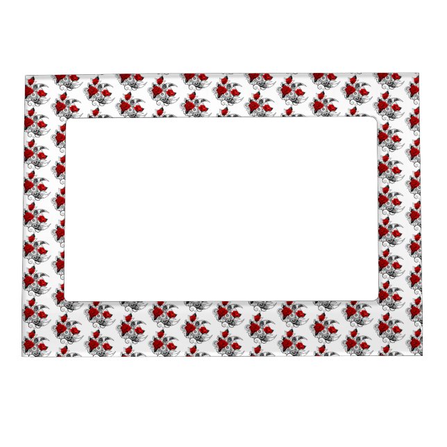 Mechanical Crescent with Red Roses Magnetic Frame (Front)