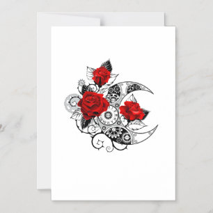 Mechanical Crescent with Red Roses Magnetic Invitation