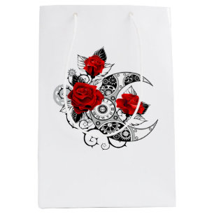 Mechanical Crescent with Red Roses Medium Gift Bag