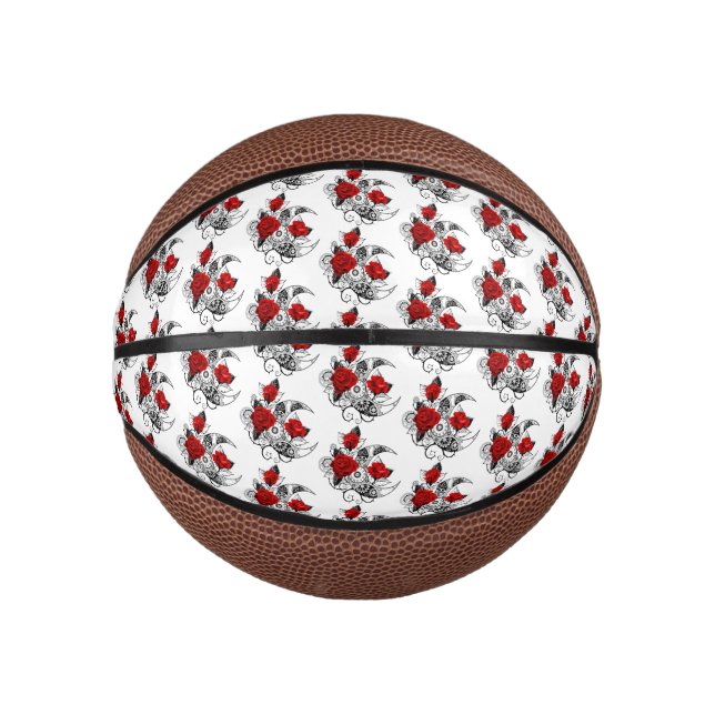 Mechanical Crescent with Red Roses Mini Basketball (Front)
