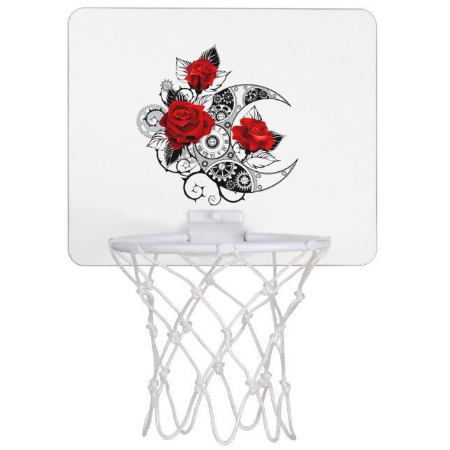 Mechanical Crescent with Red Roses Mini Basketball Hoop (Front)