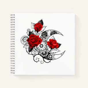 Mechanical Crescent with Red Roses Notebook