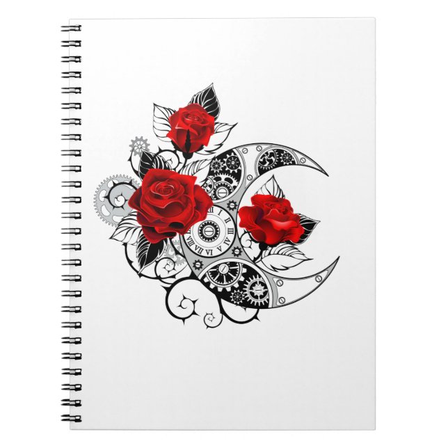 Mechanical Crescent with Red Roses Notebook (Front)