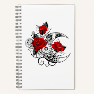 Mechanical Crescent with Red Roses Notebook