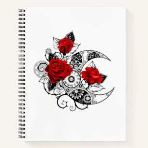 Mechanical Crescent with Red Roses Notebook