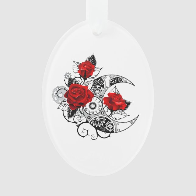 Mechanical Crescent with Red Roses Ornament (Front)