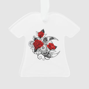 Mechanical Crescent with Red Roses Ornament