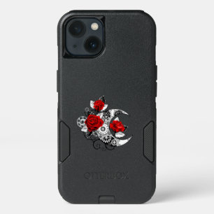 Mechanical Crescent with Red Roses iPhone 13 Case