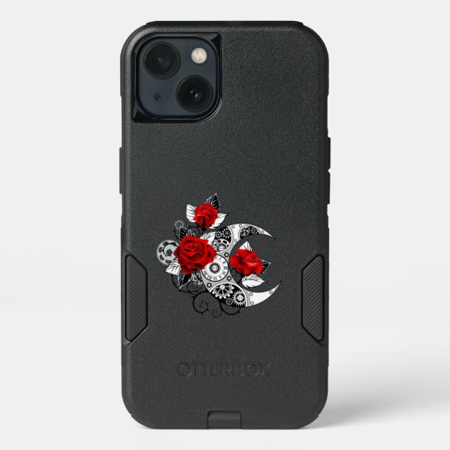 Mechanical Crescent with Red Roses Otterbox iPhone Case (Back)