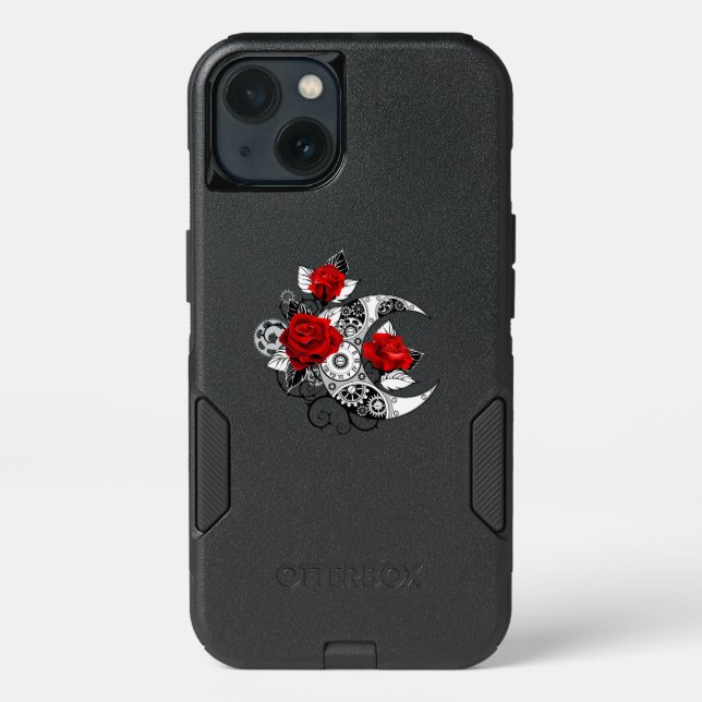 Mechanical Crescent with Red Roses Otterbox iPhone Case (Back)