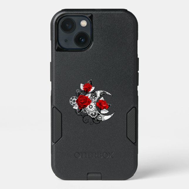 Mechanical Crescent with Red Roses Otterbox iPhone Case (Back)