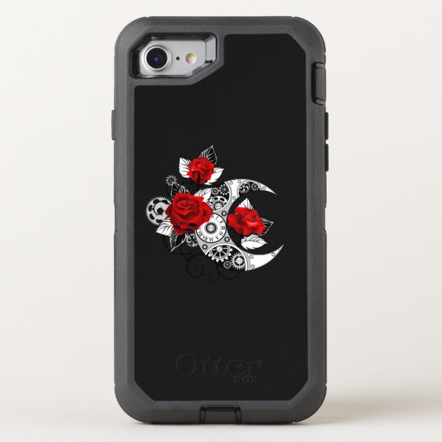 Mechanical Crescent with Red Roses Otterbox iPhone Case (Back)