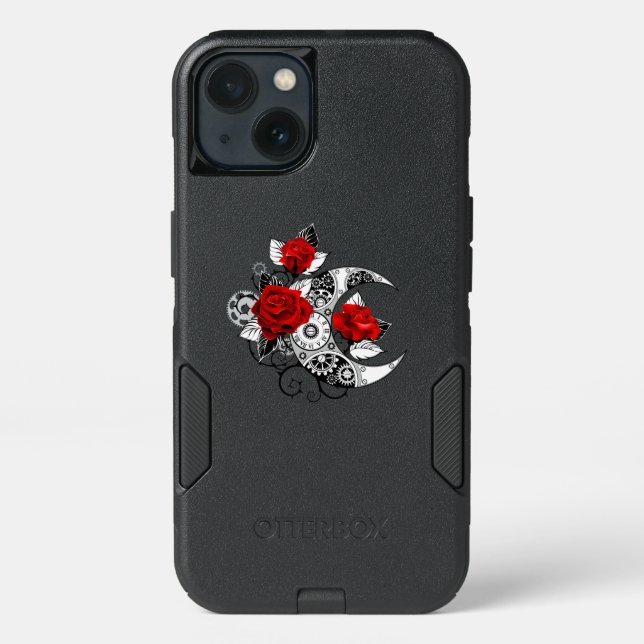 Mechanical Crescent with Red Roses Otterbox iPhone Case (Back)