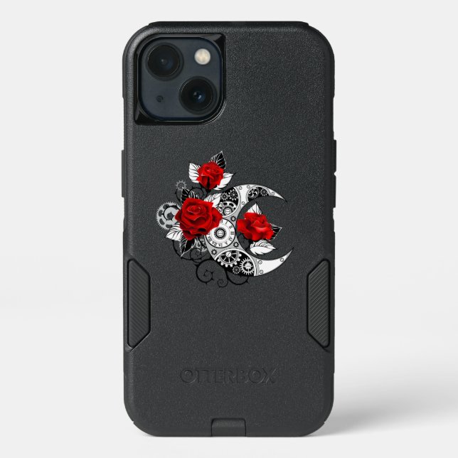 Mechanical Crescent with Red Roses Otterbox iPhone Case (Back)