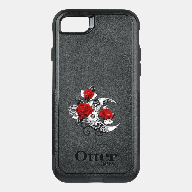 Mechanical Crescent with Red Roses Otterbox iPhone Case (Back)