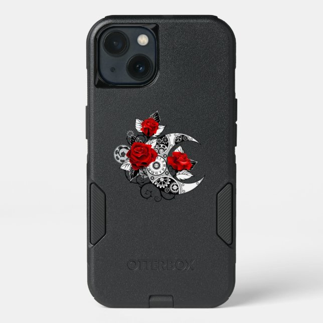 Mechanical Crescent with Red Roses Otterbox iPhone Case (Back)