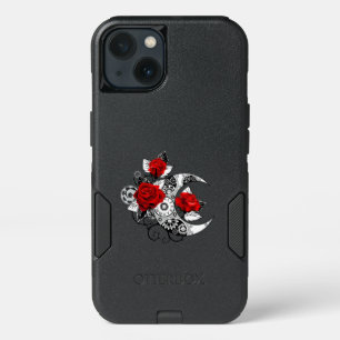 Mechanical Crescent with Red Roses iPhone 13 Case