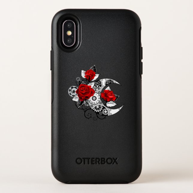 Mechanical Crescent with Red Roses Otterbox iPhone Case (Back)