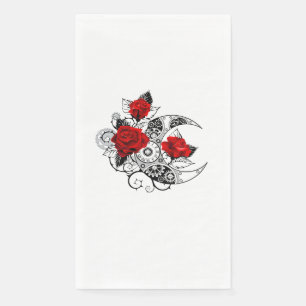 Mechanical Crescent with Red Roses Paper Guest Towels