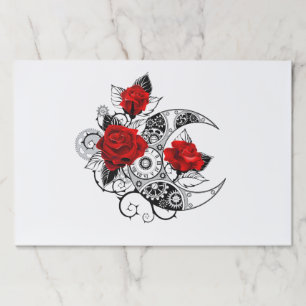 Mechanical Crescent with Red Roses Paper Pad
