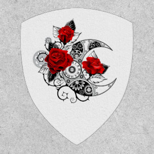 Mechanical Crescent with Red Roses Patch