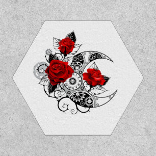 Mechanical Crescent with Red Roses Patch