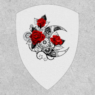 Mechanical Crescent with Red Roses Patch