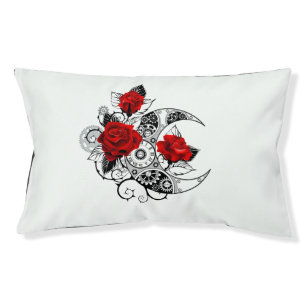 Mechanical Crescent with Red Roses Pet Bed