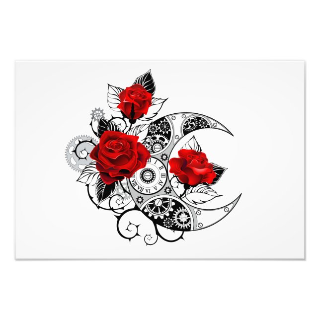 Mechanical Crescent with Red Roses Photo Print (Front)