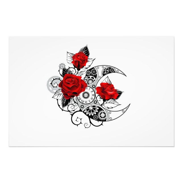 Mechanical Crescent with Red Roses Photo Print (Front)