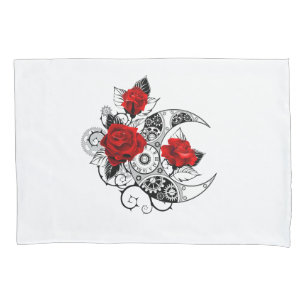 Mechanical Crescent with Red Roses Pillow Case
