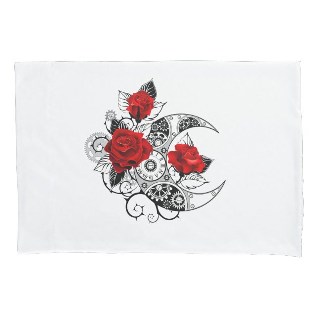 Mechanical Crescent with Red Roses Pillow Case (Front)