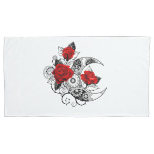 Mechanical Crescent with Red Roses Pillow Case