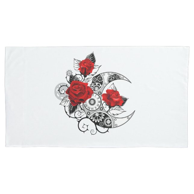 Mechanical Crescent with Red Roses Pillow Case (Front)