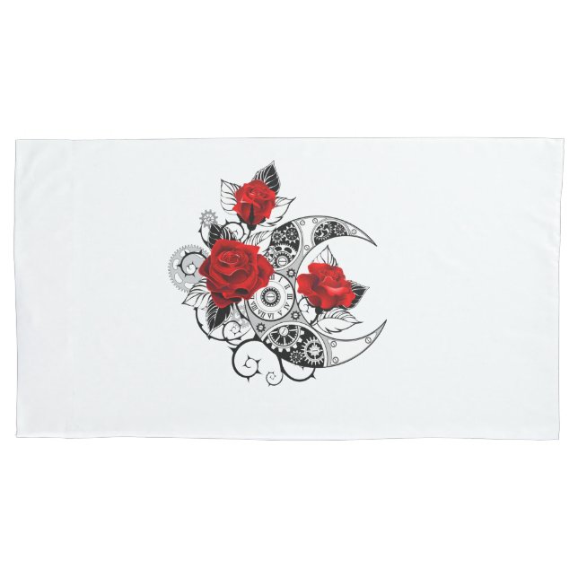 Mechanical Crescent with Red Roses Pillow Case (Front-Left)