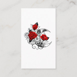 Mechanical Crescent with Red Roses Place Card