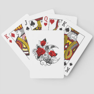 Mechanical Crescent with Red Roses Poker Cards