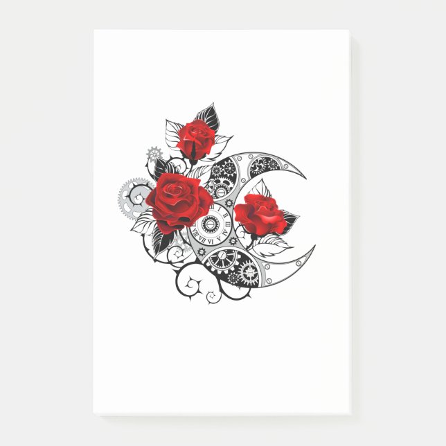 Mechanical Crescent with Red Roses Post-it Notes (Front)