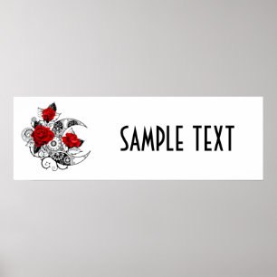 Mechanical Crescent with Red Roses Poster