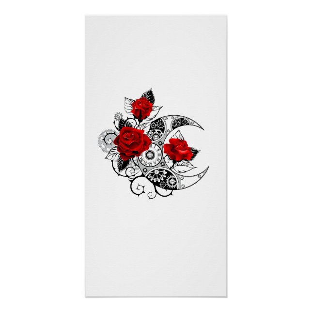 Mechanical Crescent with Red Roses Poster (Front)