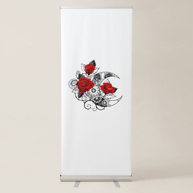 Mechanical Crescent with Red Roses Retractable Banner (Front)