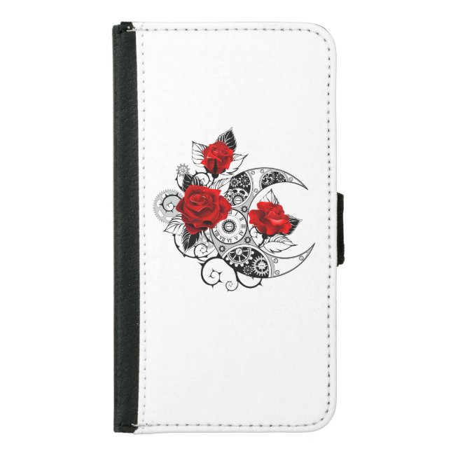 Mechanical Crescent with Red Roses Samsung Galaxy Wallet Case (Front)