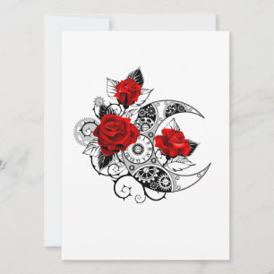 Mechanical Crescent with Red Roses Save The Date