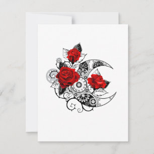 Mechanical Crescent with Red Roses Save The Date