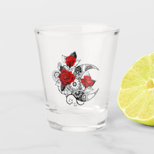Mechanical Crescent with Red Roses Shot Glass