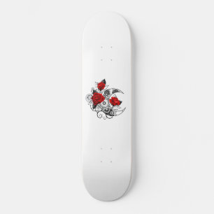 Mechanical Crescent with Red Roses Skateboard