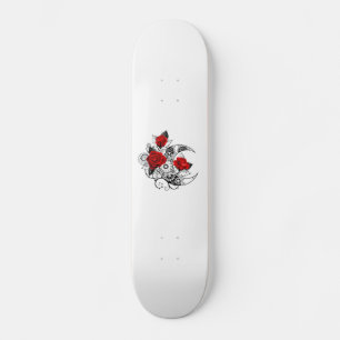 Mechanical Crescent with Red Roses Skateboard
